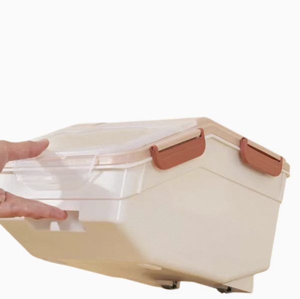 Rice Container, Rice Storage Container with Wheels Seal Locking Lid