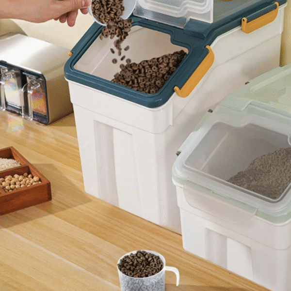 Rice Container, Rice Storage Container with Wheels Seal Locking Lid