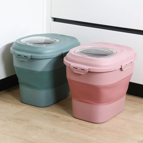 Rice Dispenser Container Foldable Grain Jar Cereals Bucket Storage