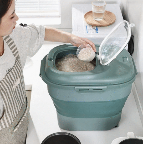 Rice Dispenser Container Foldable Grain Jar Cereals Bucket Storage