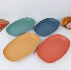 Round Dinner Wheat Straw Plates Lightweight Tableware Dinnerware
