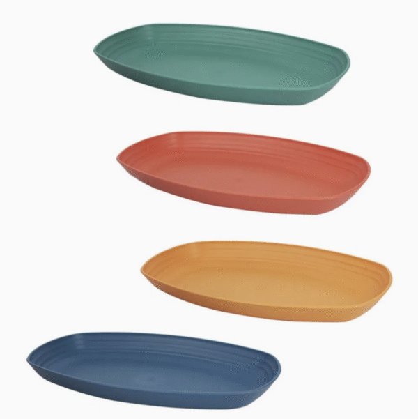 Round Dinner Wheat Straw Plates Lightweight Tableware Dinnerware