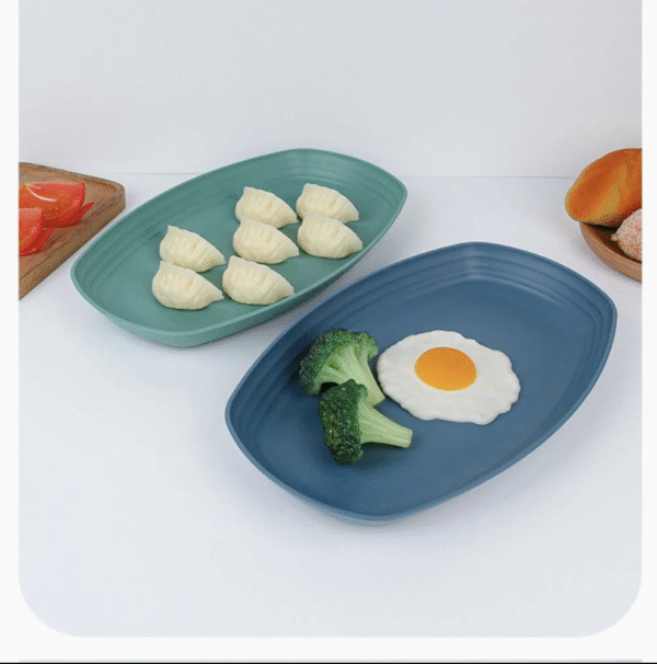 Round Dinner Wheat Straw Plates Lightweight Tableware Dinnerware