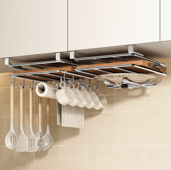 Cabinet Storage Shelf, Cutting Board Rack with Hooks
