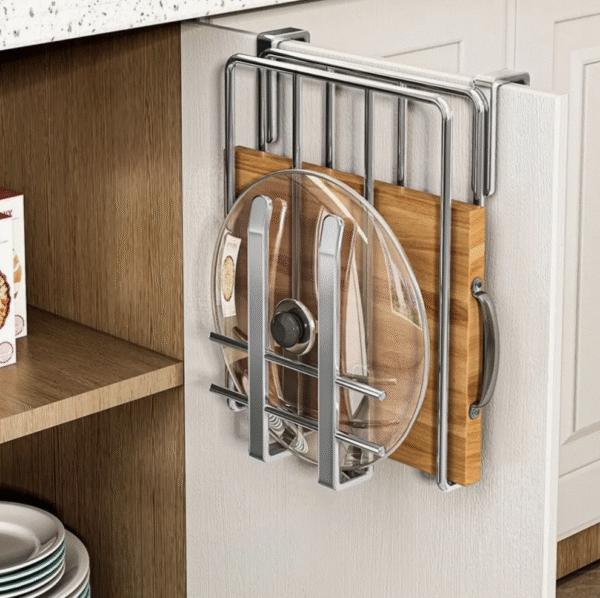 Cabinet Storage Shelf, Cutting Board Rack with Hooks
