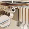 Cabinet Storage Shelf, Cutting Board Rack with Hooks