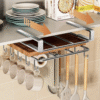 Cabinet Storage Shelf, Cutting Board Rack with Hooks