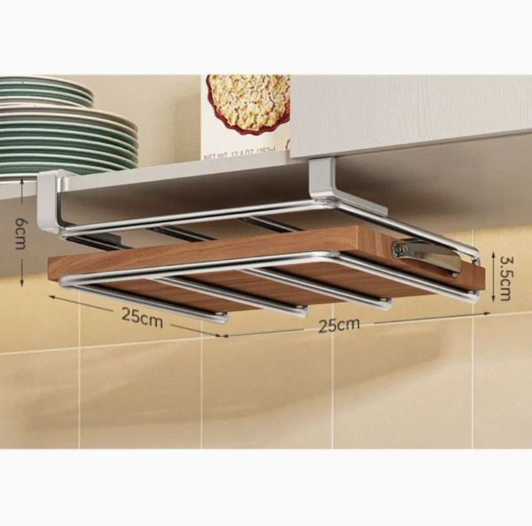 Cabinet Storage Shelf, Cutting Board Rack with Hooks
