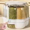 Rotating Cereal Dispenser, Large Capacity, Sealed Rice and Grain Container