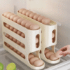 utomatic Rolling Three-Layer Egg Tray Kitchen Organizer Storage Rack Holder