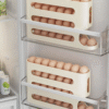 utomatic Rolling Three-Layer Egg Tray Kitchen Organizer Storage Rack Holder