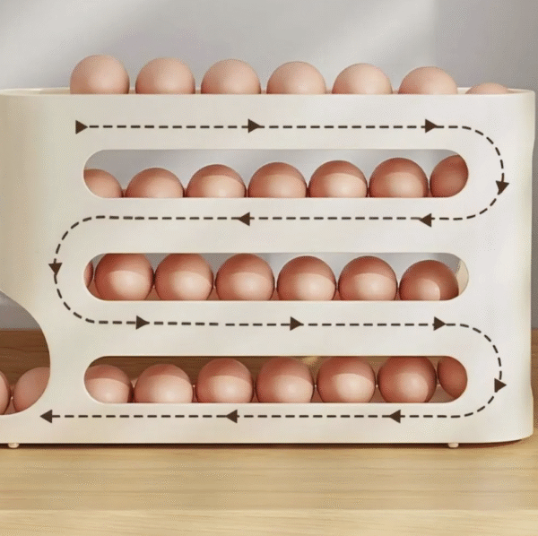utomatic Rolling Three-Layer Egg Tray Kitchen Organizer Storage Rack Holder