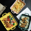 Baking Dish Square Matte Ceramic with Double Handle Porcelain Baking