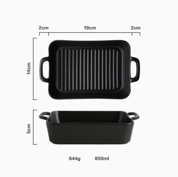 Baking Dish Square Matte Ceramic with Double Handle Porcelain Baking