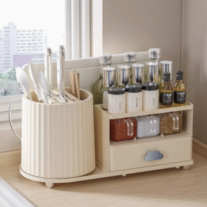 Double Layered Kitchen Shelf Arranged in Orderly Manner for Convenient Storage