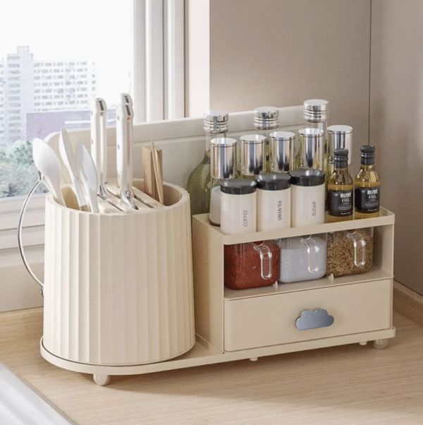 Double Layered Kitchen Shelf Arranged in Orderly Manner for Convenient Storage