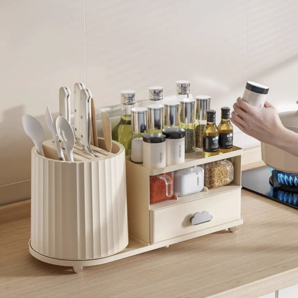 Double Layered Kitchen Shelf Arranged in Orderly Manner for Convenient Storage