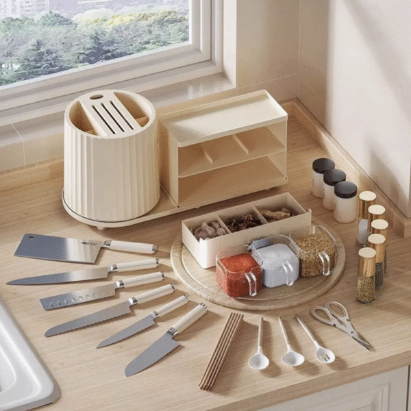 Double Layered Kitchen Shelf Arranged in Orderly Manner for Convenient Storage