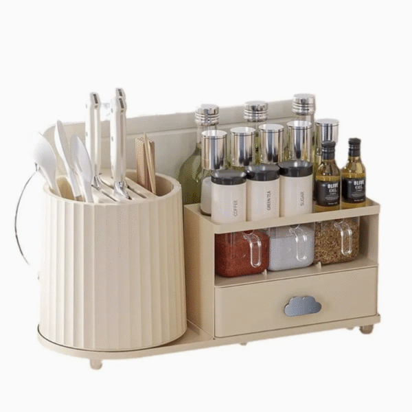 Double Layered Kitchen Shelf Arranged in Orderly Manner for Convenient Storage