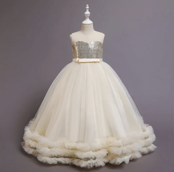 Children Party Dress Wedding Dresses Flower Girls Ball Gown Puffy Long Frock