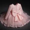 Long Sleeve Lace Girls White Dress Baby Toddler Flower Girl Dress