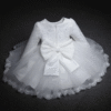 Long Sleeve Lace Girls White Dress Baby Toddler Flower Girl Dress
