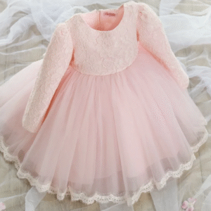 Long Sleeve Lace Girls White Dress Baby Toddler Flower Girl Dress