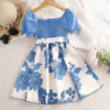 Summer Clothes Printing Flower 8 Years Girl Dress Design