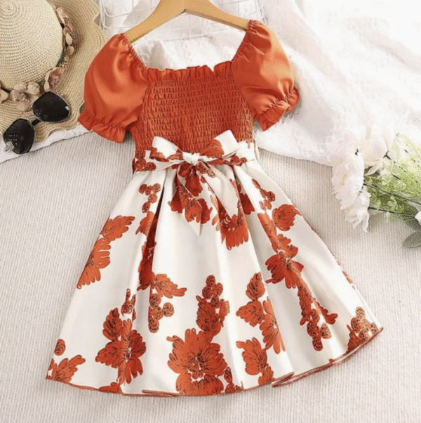 Summer Clothes Printing Flower 8 Years Girl Dress Design