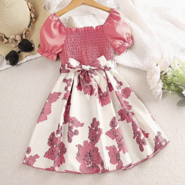 Summer Clothes Printing Flower 8 Years Girl Dress Design