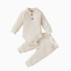 Blank Long Sleeve Button Baby Diaper Rompers and Drawstring Harem Pants Matching Hats Rib Cotton Baby Romper Sets