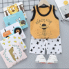 2025 Kids Summer Clothes Set Baby Boy and Girl Casual Vest + Shorts 2 Sets