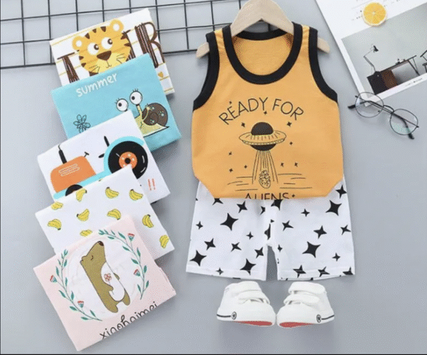 2025 Kids Summer Clothes Set Baby Boy and Girl Casual Vest + Shorts 2 Sets