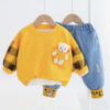 Toddler Baby Boy Clothes Set Cotton Little Bear Fleece+Plaid Pants Spring Casual Baby Boys Clothing Sets