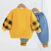 Toddler Baby Boy Clothes Set Cotton Little Bear Fleece+Plaid Pants Spring Casual Baby Boys Clothing Sets