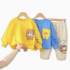 2025 Spring Kids Outfit Sets Casual Two-Piece Toddler Clothes Made From Soft Woolen Fabric Featuring Children's Cartoons