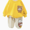 2025 Spring Kids Outfit Sets Casual Two-Piece Toddler Clothes Made From Soft Woolen Fabric Featuring Children's Cartoons