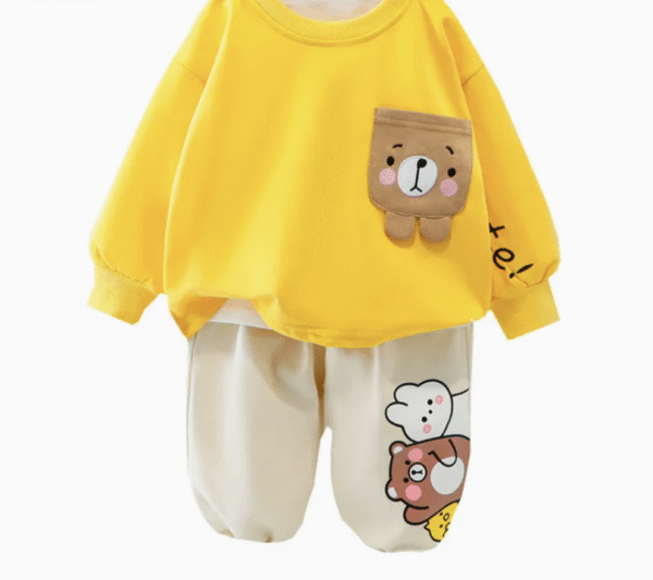 2025 Spring Kids Outfit Sets Casual Two-Piece Toddler Clothes Made From Soft Woolen Fabric Featuring Children's Cartoons