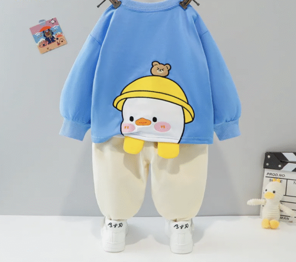 2025 Spring Kids Outfit Sets Casual Two-Piece Toddler Clothes Made From Soft Woolen Fabric Featuring Children's Cartoons