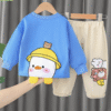 2025 Spring Kids Outfit Sets Casual Two-Piece Toddler Clothes Made From Soft Woolen Fabric Featuring Children's Cartoons