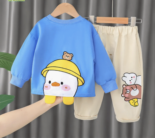 2025 Spring Kids Outfit Sets Casual Two-Piece Toddler Clothes Made From Soft Woolen Fabric Featuring Children's Cartoons