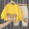 2025 Spring Kids Outfit Sets Casual Two-Piece Toddler Clothes Made From Soft Woolen Fabric Featuring Children's Cartoons