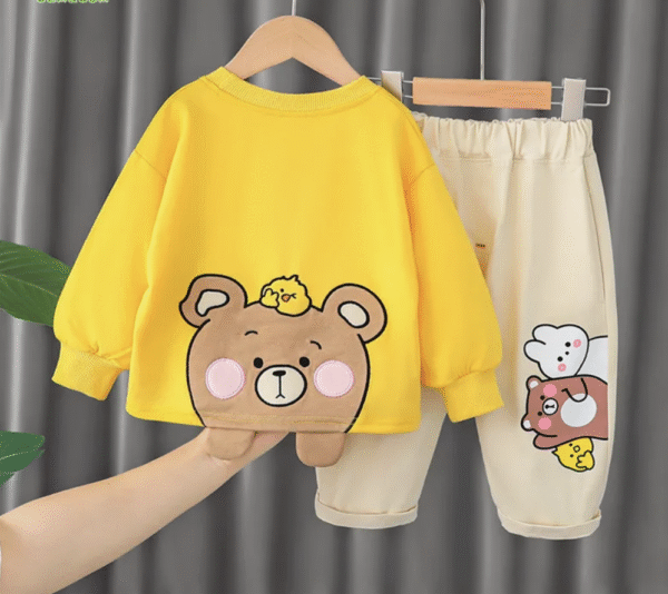 2025 Spring Kids Outfit Sets Casual Two-Piece Toddler Clothes Made From Soft Woolen Fabric Featuring Children's Cartoons