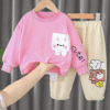 2025 Spring Kids Outfit Sets Casual Two-Piece Toddler Clothes Made From Soft Woolen Fabric Featuring Children's Cartoons