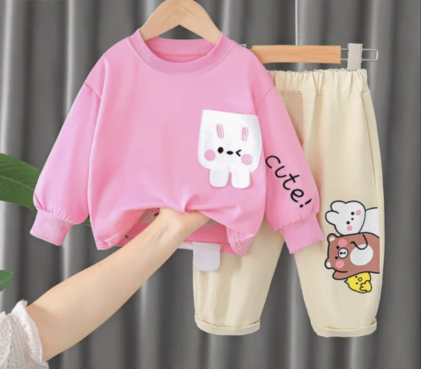2025 Spring Kids Outfit Sets Casual Two-Piece Toddler Clothes Made From Soft Woolen Fabric Featuring Children's Cartoons