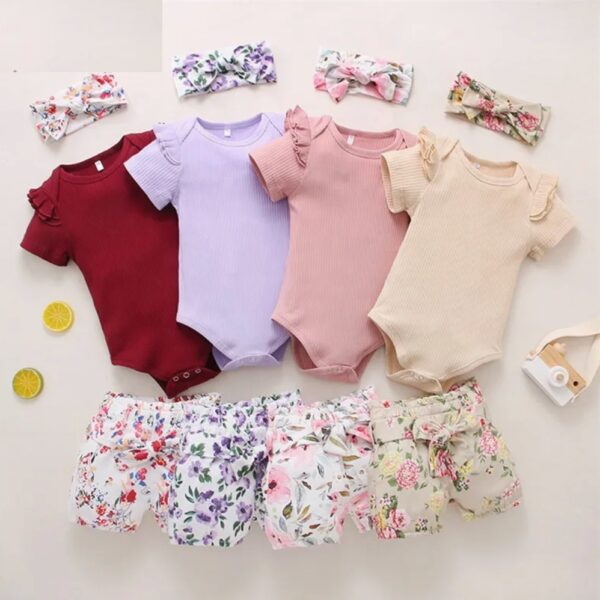 2PCS/Set Baby Girls' Cute Spring & Autumn Casual Round Neck Jumpsuit with Headband
