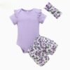 2PCS/Set Baby Girls' Cute Spring & Autumn Casual Round Neck Jumpsuit with Headband