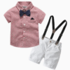 Top Baby Boy Clothing Set Summer Cotton Short Sleeve Romper Tops+Shorts+Bow Infant Boys Outfits Toddler Boy Clothes