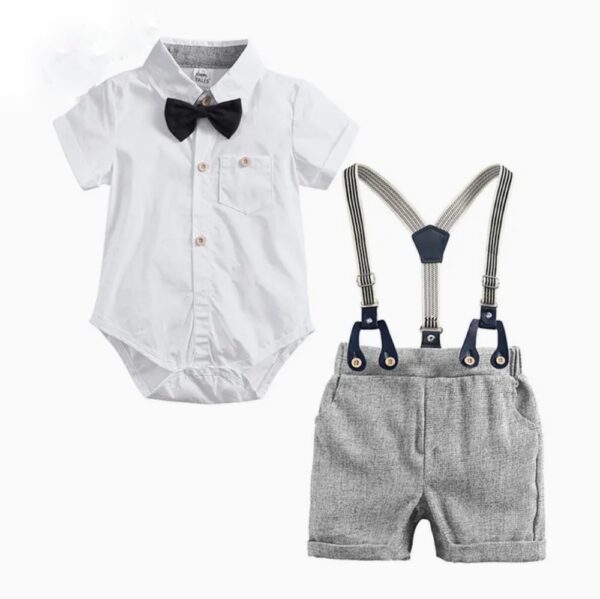 Top Baby Boy Clothing Set Summer Cotton Short Sleeve Romper Tops+Shorts+Bow Infant Boys Outfits Toddler Boy Clothes