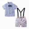 Top Baby Boy Clothing Set Summer Cotton Short Sleeve Romper Tops+Shorts+Bow Infant Boys Outfits Toddler Boy Clothes